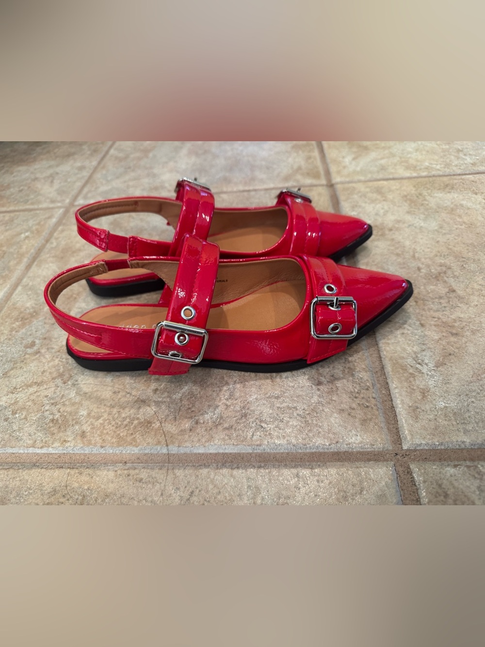 Madden Girl “varden” Red Patent Slingback Buckle Flats